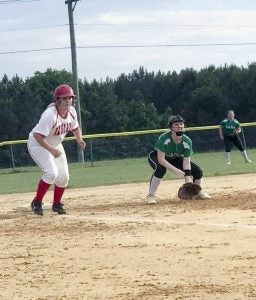 Southampton High School Lady Indian Senior No. 3 Hilary Newlon on third base. -- Submitted | Amy Davis