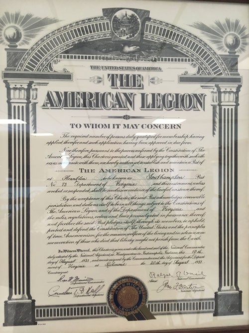 Looking Back Southampton Post No. 73 of the American Legion was
