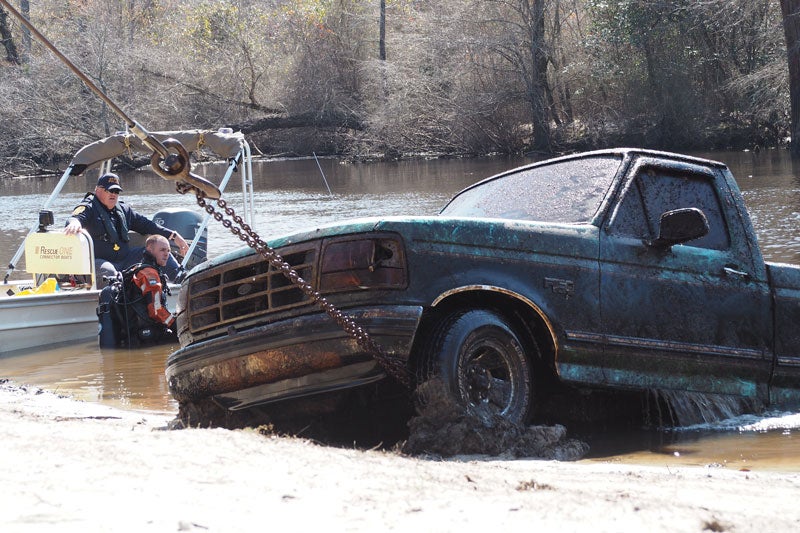 state police pickup truck blackwater river